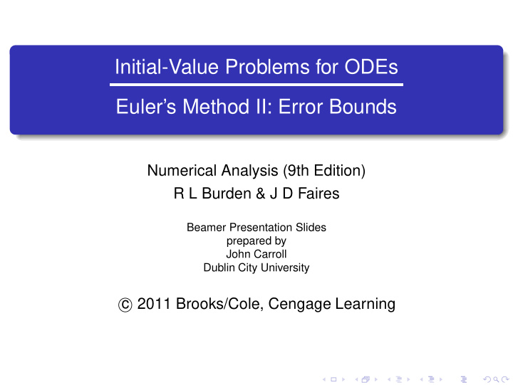 initial value problems for odes euler s method ii error