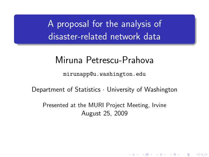 a proposal for the analysis of disaster related network