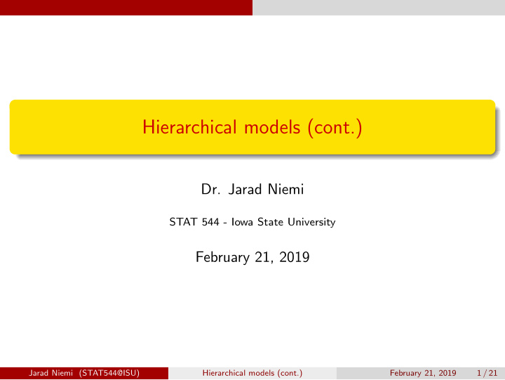 hierarchical models cont