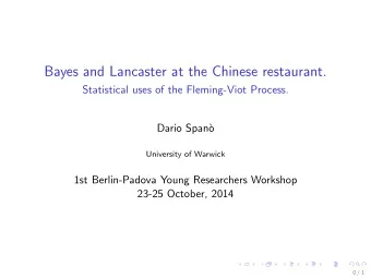 Bayes and Lancaster at the Chinese restaurant.  Statistical uses of the Fleming-Viot Process.