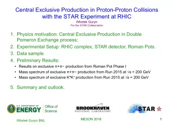 Central Exclusive Production in Proton-Proton Collisions  with the STAR Experiment at RHIC W