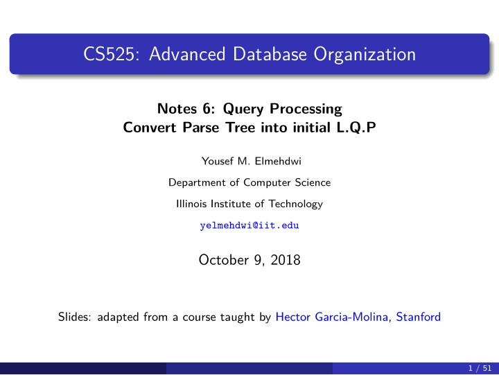 cs525 advanced database organization