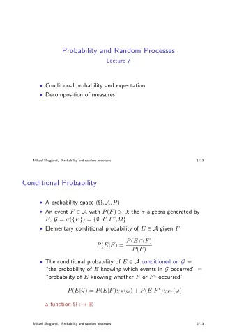 Probability and Random Processes  Lecture 7  Conditional probability and expectation
