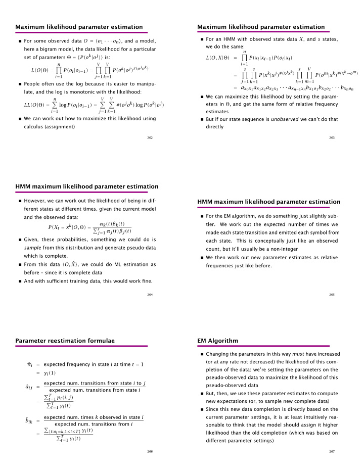 maximum likelihood parameter estimation maximum