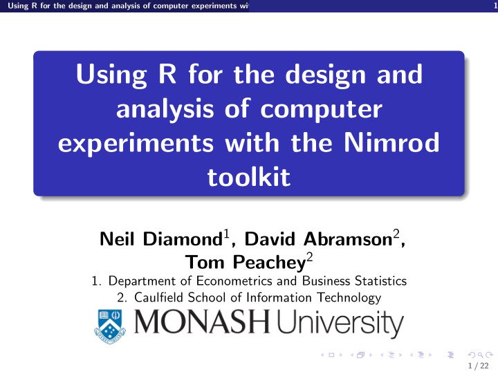 using r for the design and analysis of computer