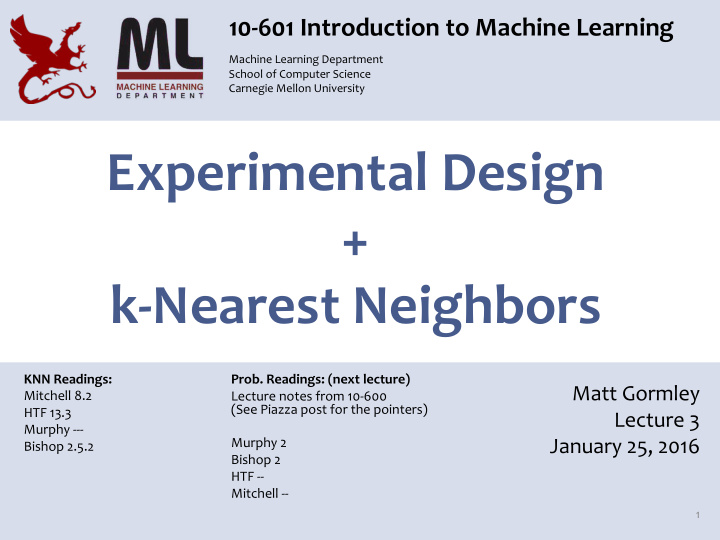 experimental design k nearest neighbors