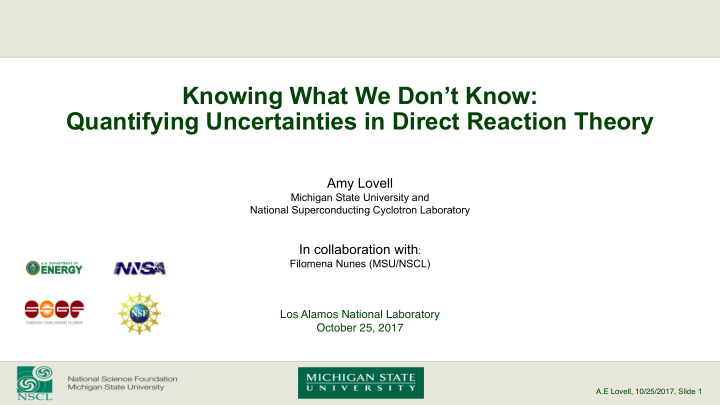 knowing what we don t know quantifying uncertainties in