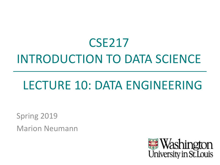 cse217 introduction to data science lecture 10 data