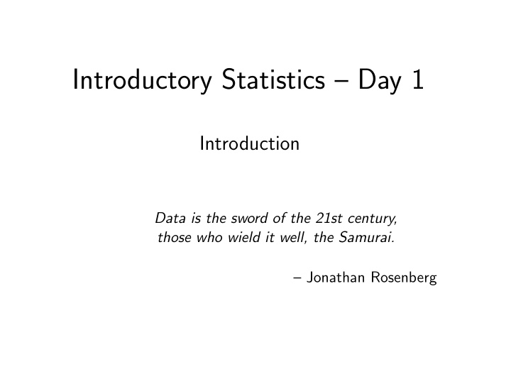 introductory statistics day 1