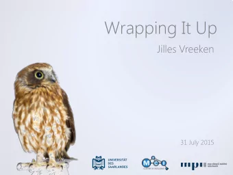 Wrapping It Up  Jilles Vreeken  31 July 2015  What did we do? Introduction  Patterns  Correlation