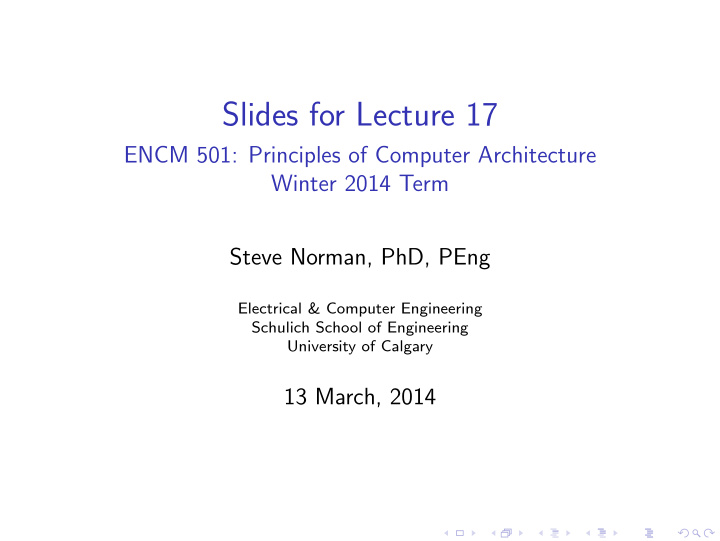 slides for lecture 17