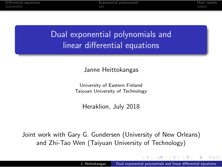 dual exponential polynomials and linear differential
