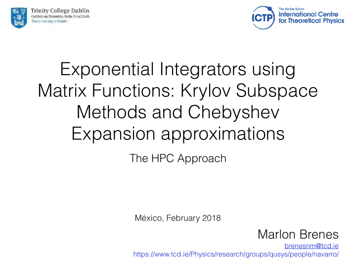 exponential integrators using matrix functions krylov