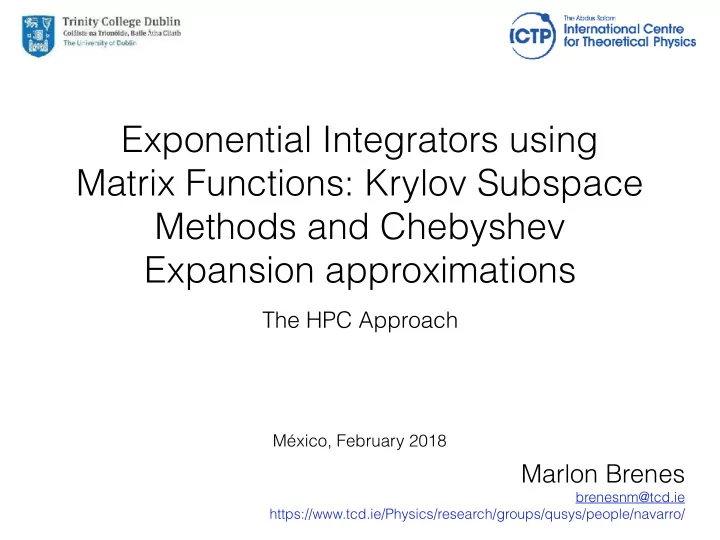 exponential integrators using matrix functions krylov