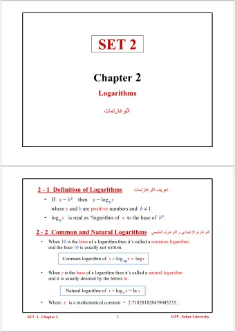 Logarithms   2-1  Definition of Logarithms