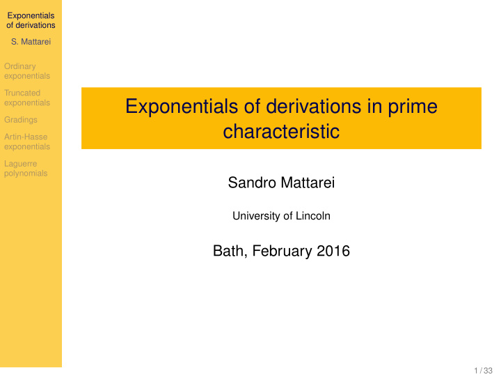 exponentials of derivations in prime
