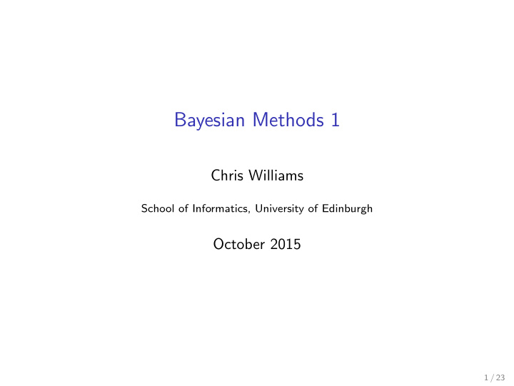 bayesian methods 1