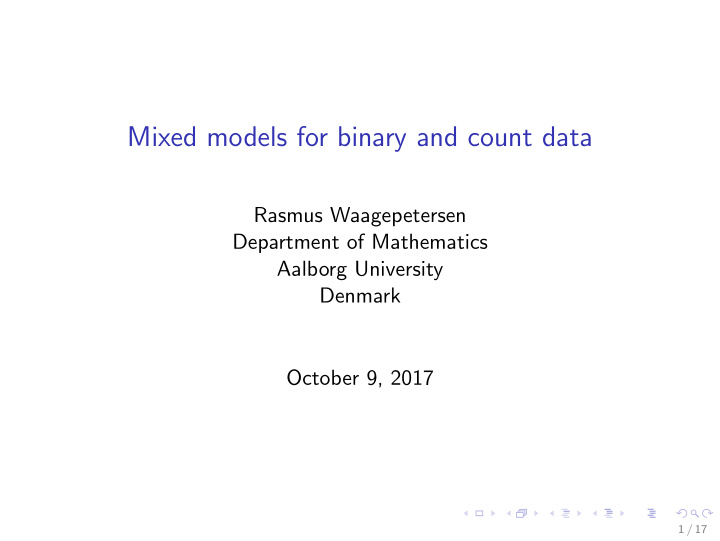 mixed models for binary and count data