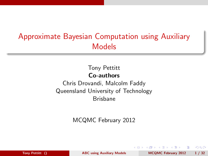 approximate bayesian computation using auxiliary models