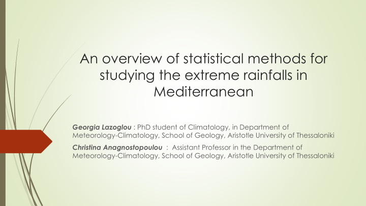 studying the extreme rainfalls in