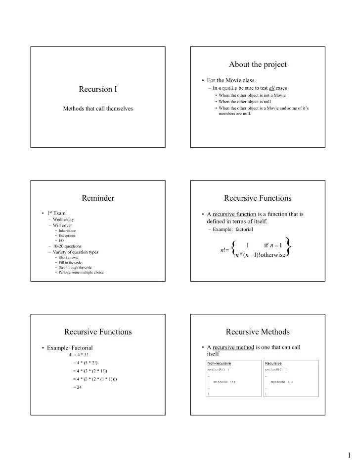 exceptions i o 1 if n 1 10 20 questions n variety of