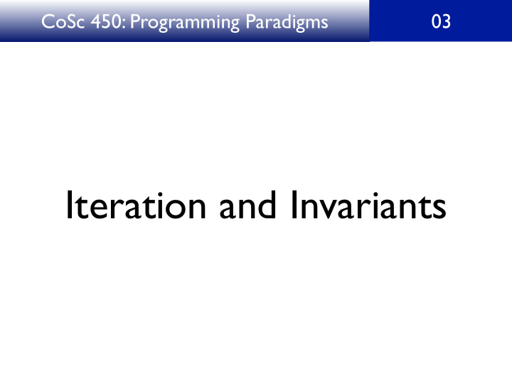 iteration and invariants