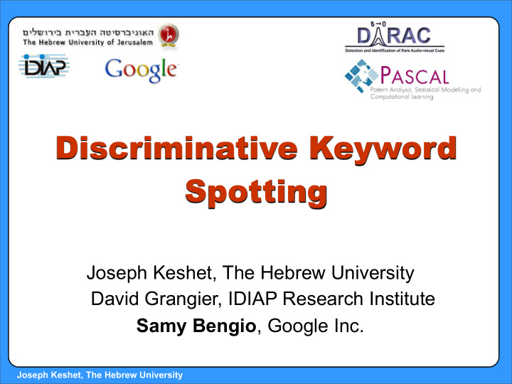 discriminative keyword spotting