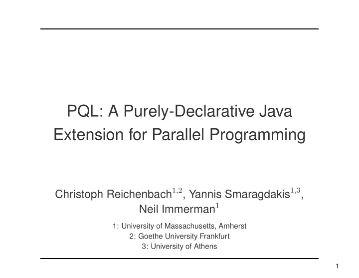 pql a purely declarative java extension for parallel