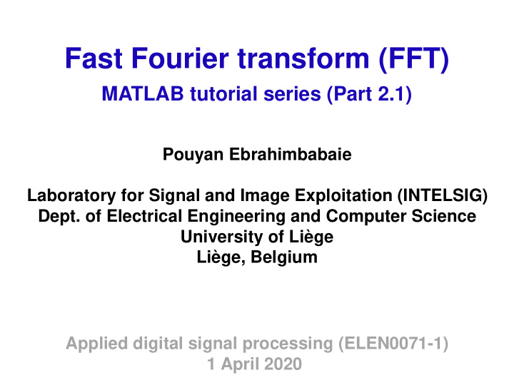 fast fourier transform fft