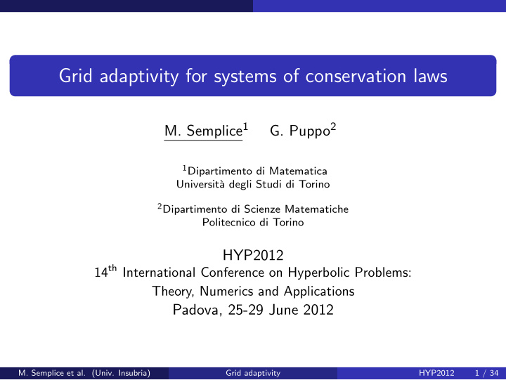 grid adaptivity for systems of conservation laws