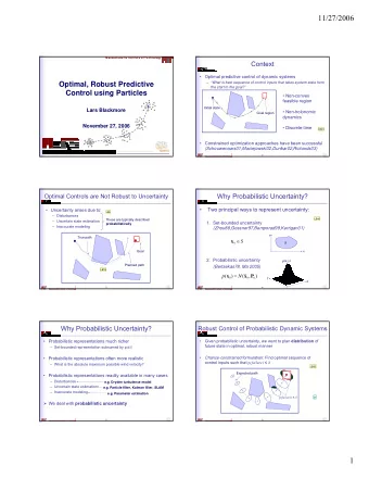 11/27/2006  Massachusetts Institute of Technology  Context   Optimal predictive control of