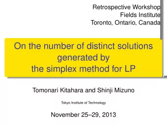 On the number of distinct solutions  generated by  the simplex method for LP  .  .  .  .  .