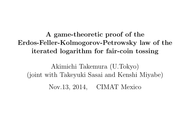 a game theoretic proof of the erdos feller kolmogorov