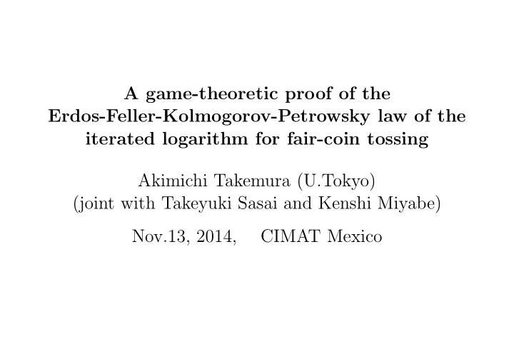 a game theoretic proof of the erdos feller kolmogorov