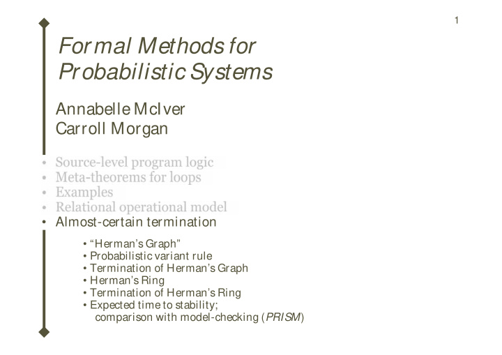 formal methods for probabilistic systems