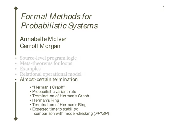formal methods for probabilistic systems