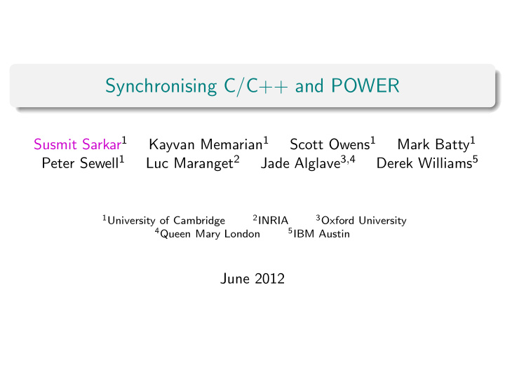 synchronising c c and power
