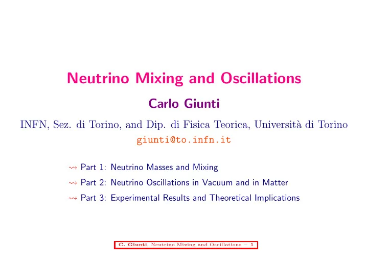 neutrino mixing and oscillations