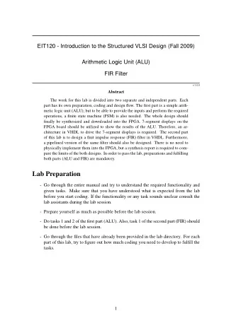 Lab Preparation  - Go through the entire manual and try to understand the required functionality