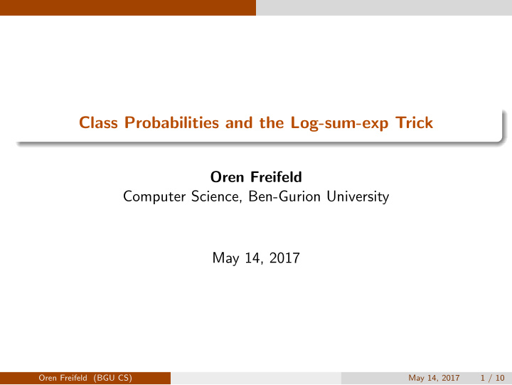 class probabilities and the log sum exp trick