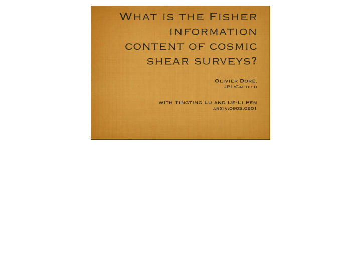 what is the fisher information content of cosmic shear