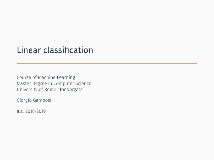 linear classification