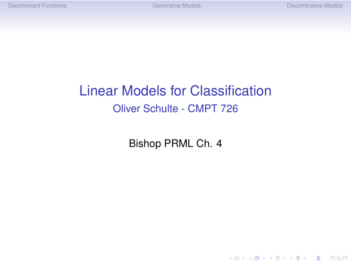 linear models for classification