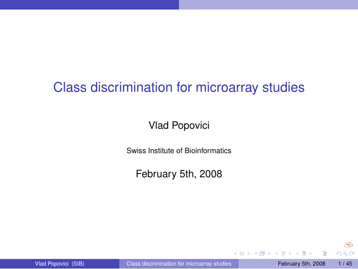 class discrimination for microarray studies