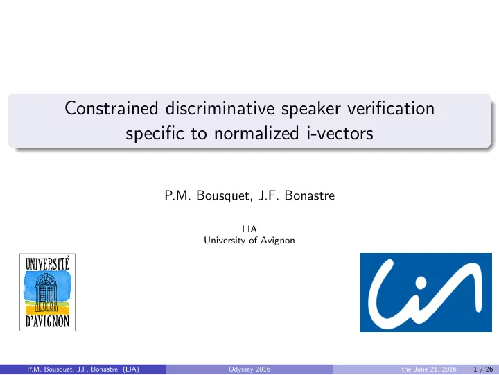 constrained discriminative speaker verification specific