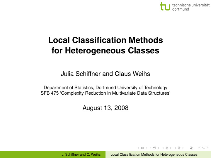 local classification methods for heterogeneous classes