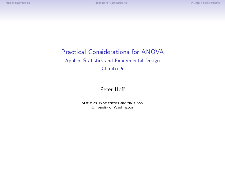 practical considerations for anova