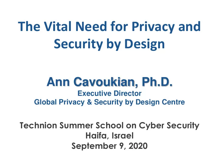 the vital need for privacy and