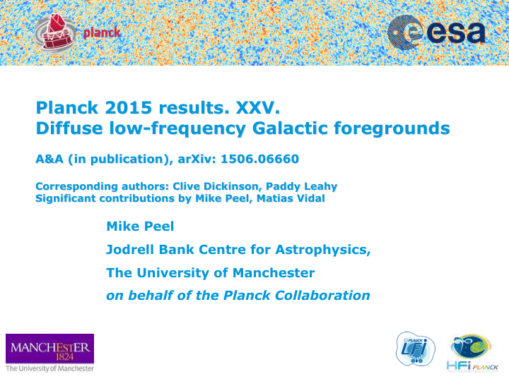 planck 2015 results xxv diffuse low frequency galactic