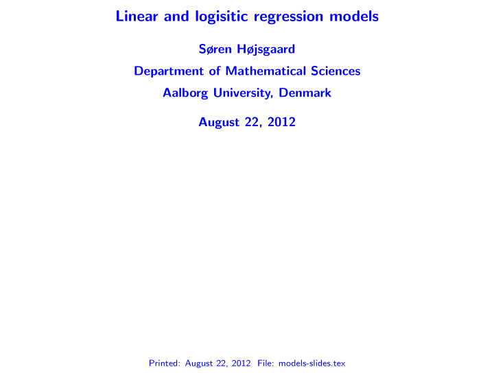linear and logisitic regression models